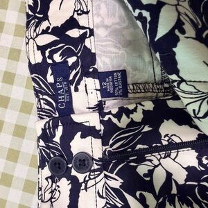 Chaps Black and White Floral Skirt with Button Detail